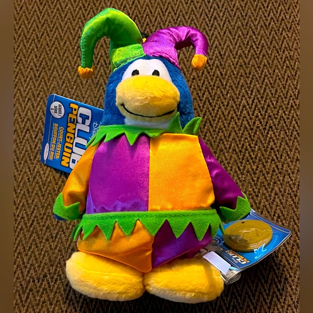Club Penguin Court Jester Series 3 with Tag and Unused coins attatched